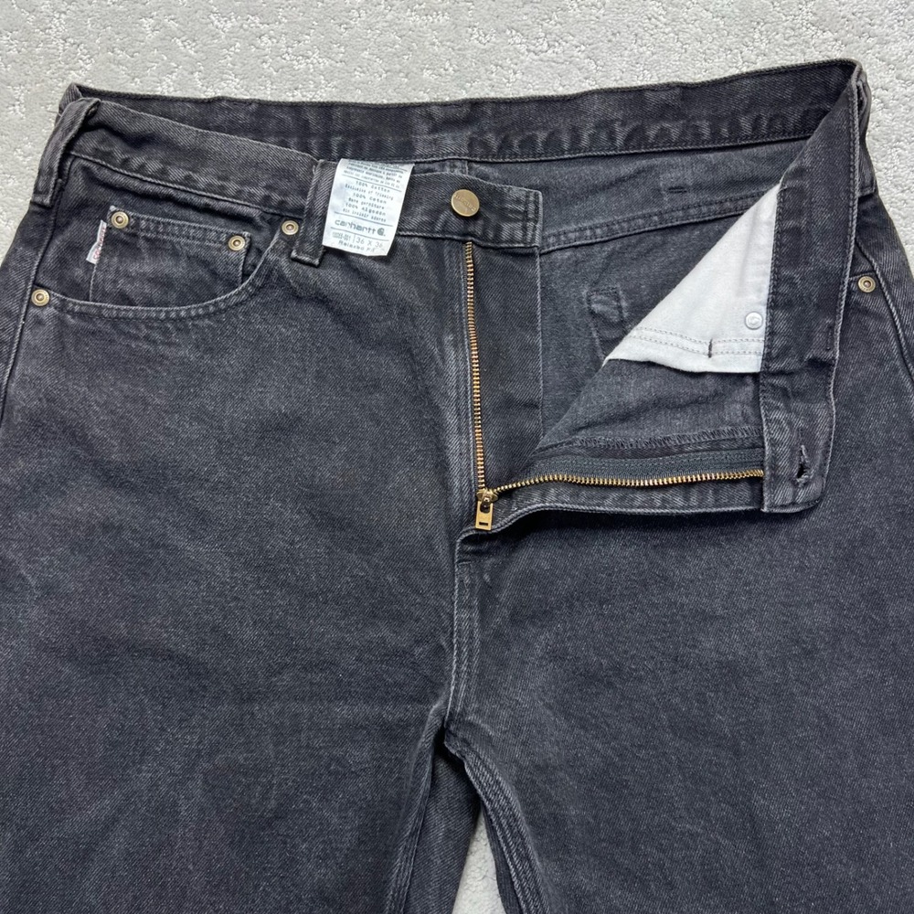 Carhartt Jeans Mens 36x36 Black Washed Denim Relaxed Fit Workwear Heavyweight